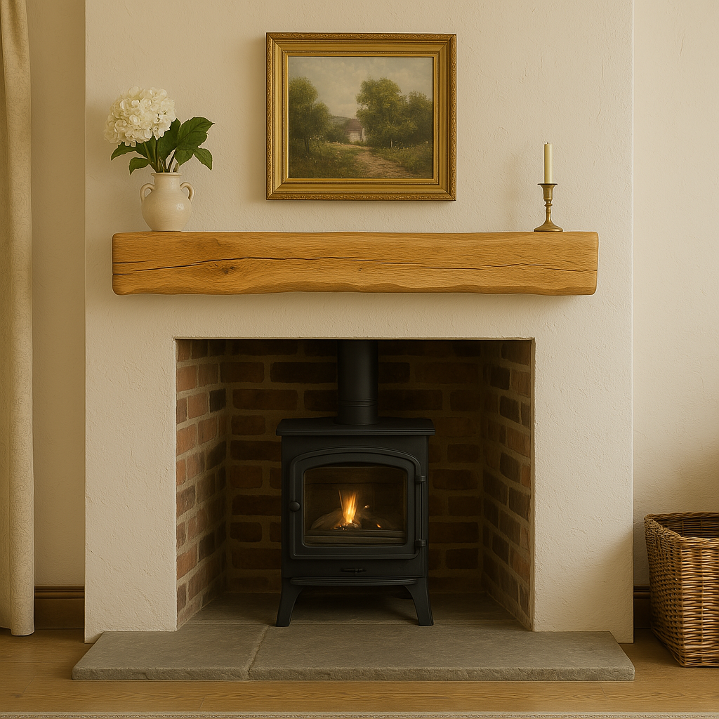 Oak Mantelpiece, 10 x 15cm - Waney Edge - Ivel & True