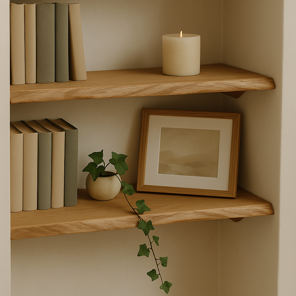 Oak Shelf, 2cm Thick - Waney Edge - Ivel & True