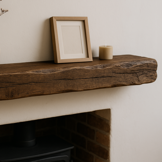 Oak Shelf, 10cm Thick - Rustic Edge - Ivel & True