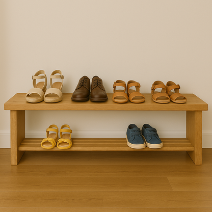 Solid Oak Boot Rack & Shoe Bench - Ivel & True