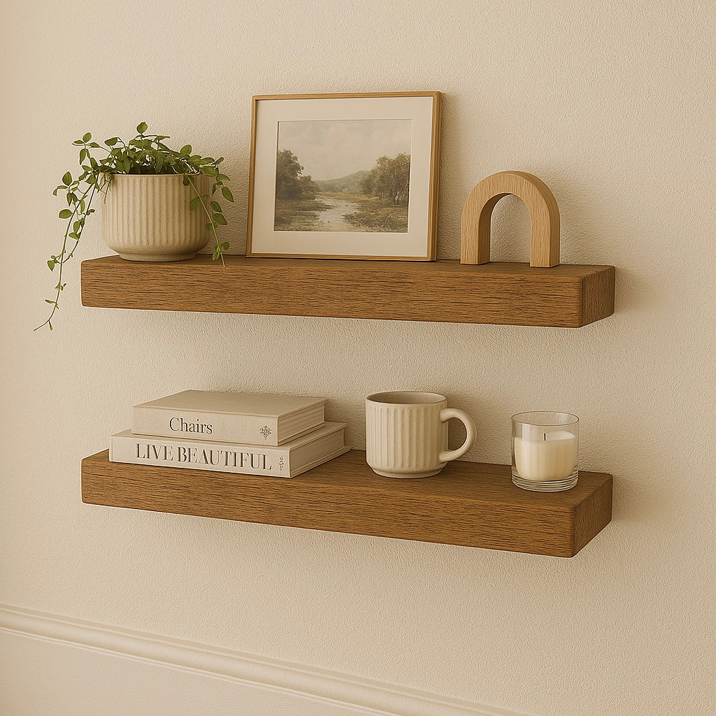 Oak Shelf, 7cm Thick - Straight Edge - Ivel & True