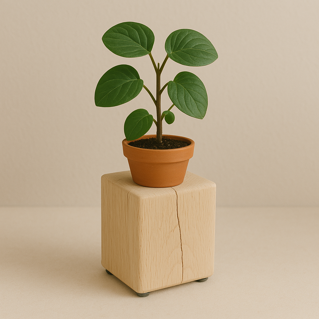 Solid Oak Block Plant Stand, 15x15cm - Small Rounded Edge - Ivel & True